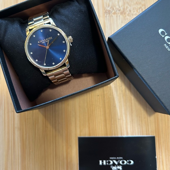 Coach Grand Watch With 36mm Navy Blue Face & Golden Bracelet - Picture 5 of 6